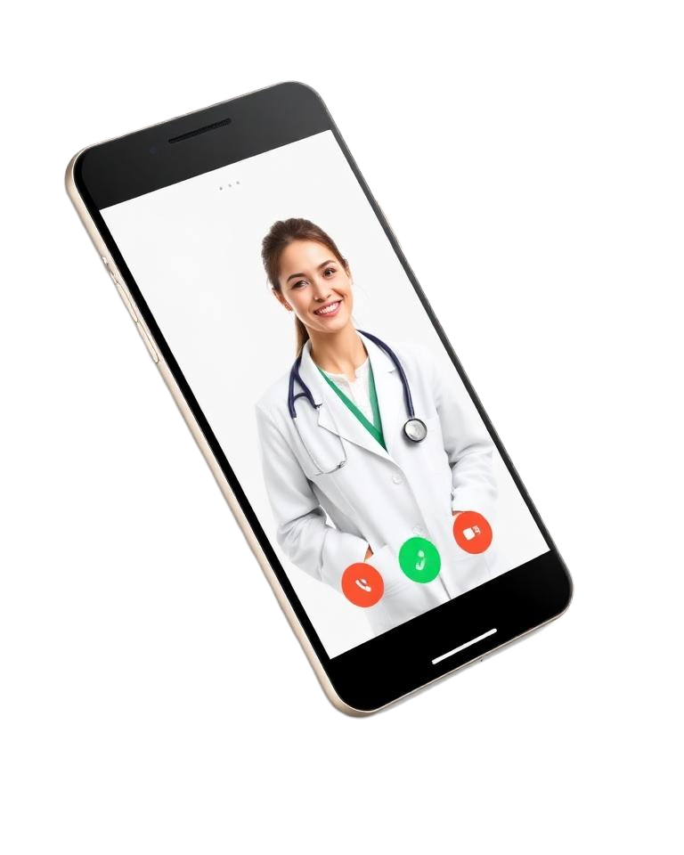 Colaborador em consulta médica por vídeo no celular